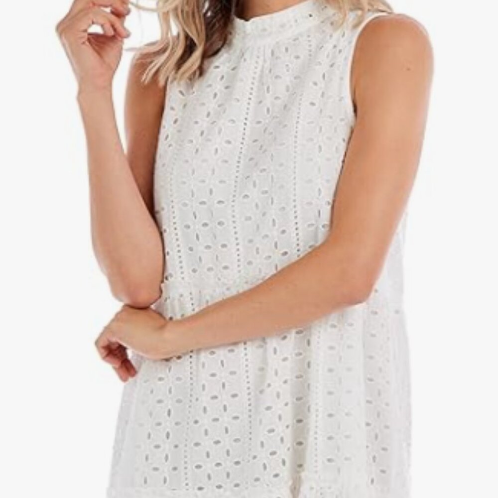 Women's White Sleeveless Dress Size Large